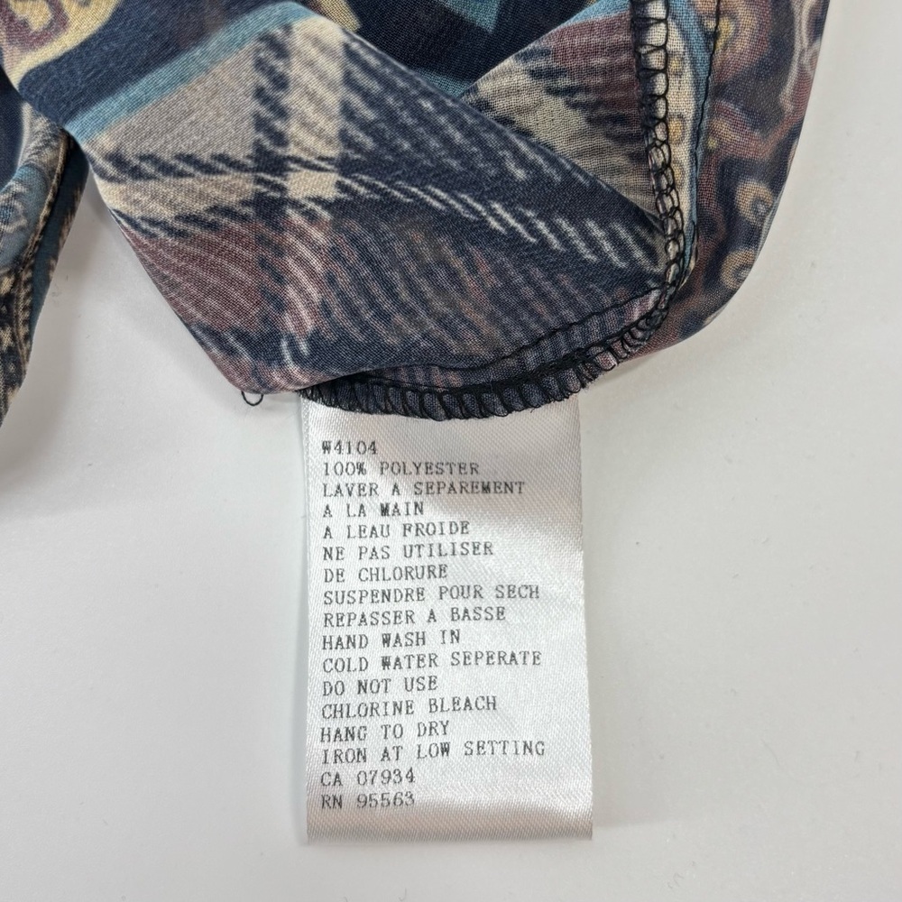 Vtg Simon Chang Collection patchwork print shirt with chains tassels 6 - Picture 16 of 16
